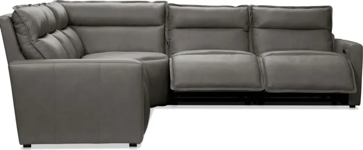 Napa 5-Piece Dual-Power Reclining Sectional - Charcoal