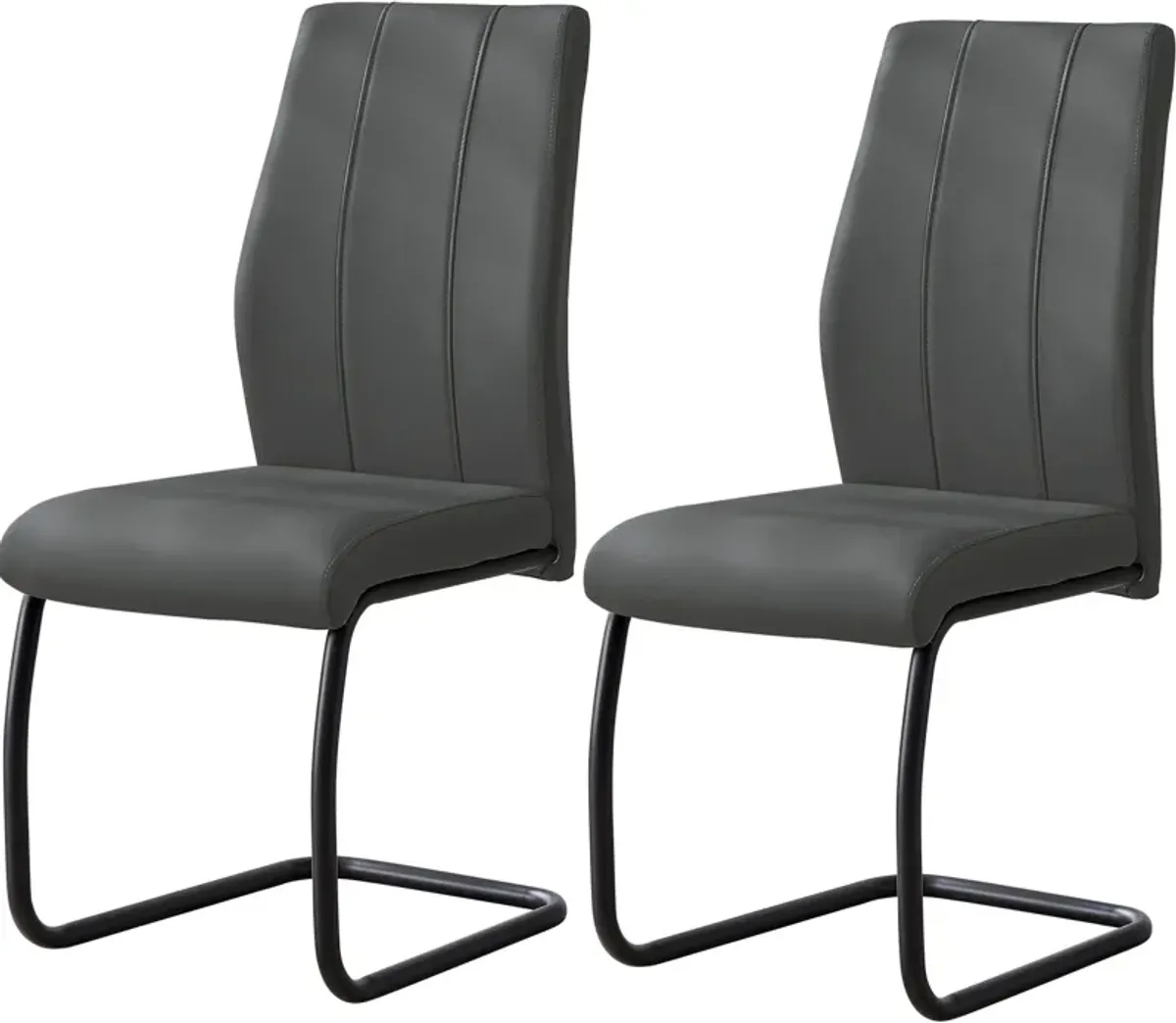 Charley Set of 2 Dining Chairs - Gray Vegan Leather/Black