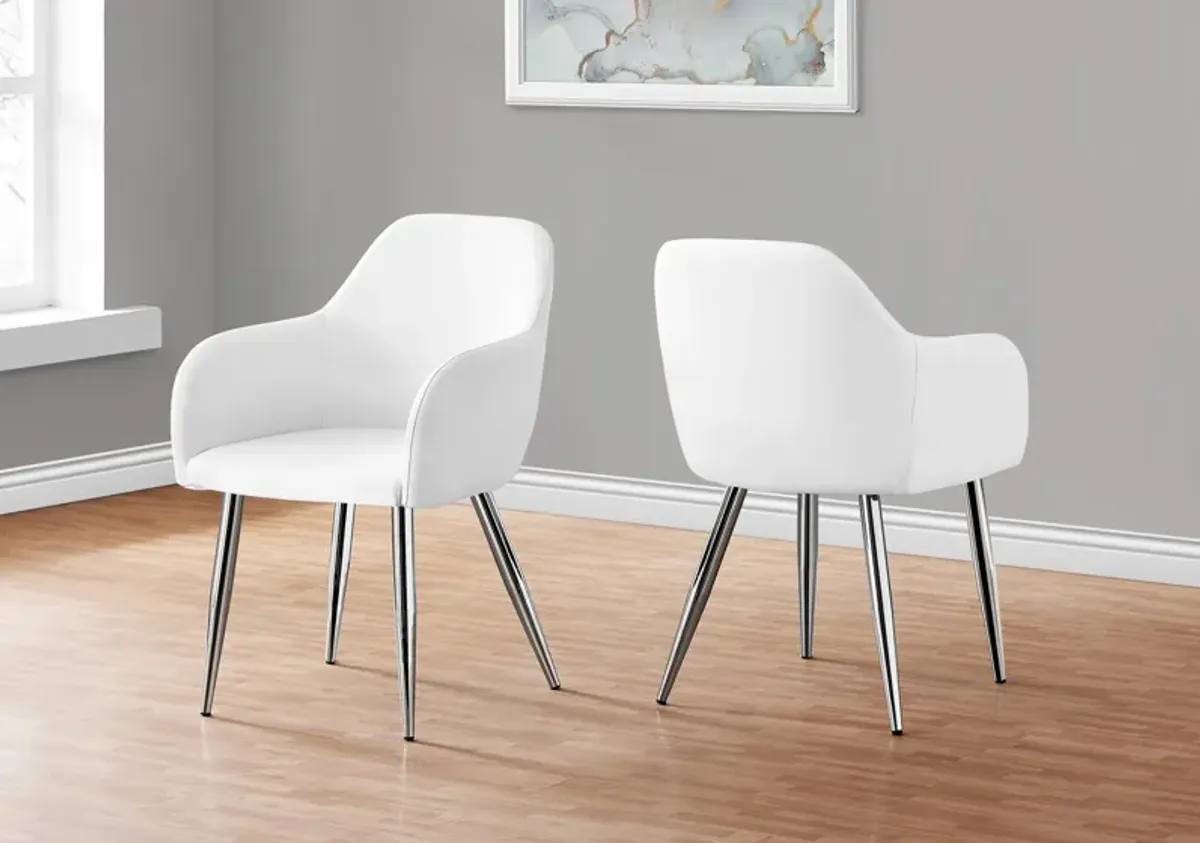 Quentin Set of 2 Dining Chairs - White/Chrome