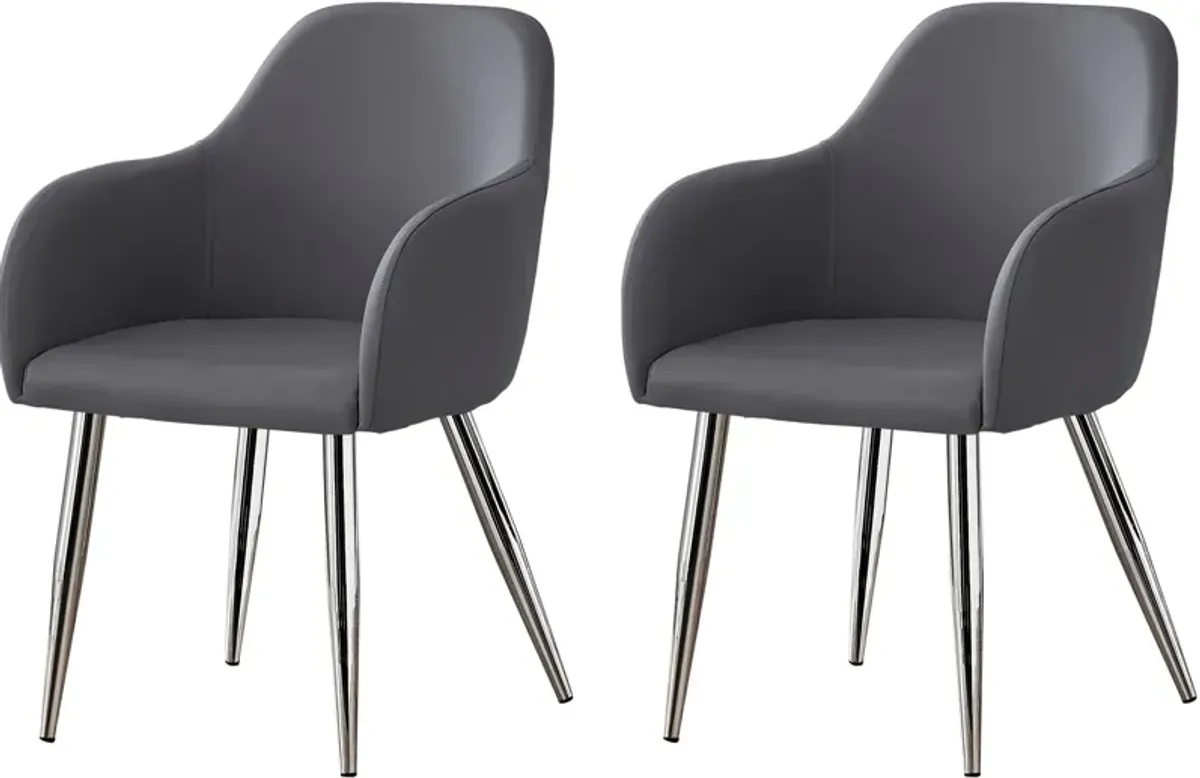 Quentin Set of 2 Dining Chairs - Gray/Chrome