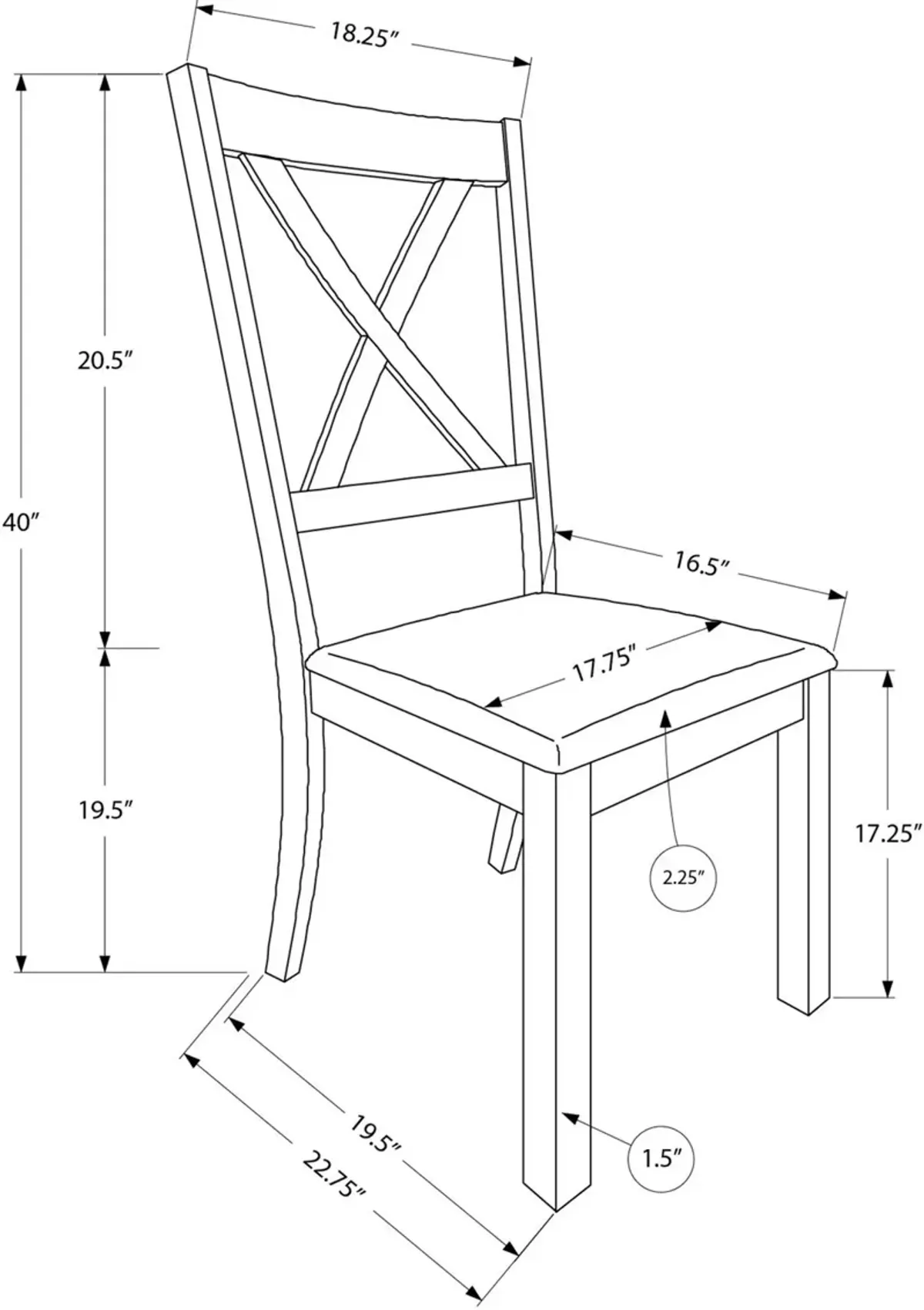 Martina Set of 2 X-Back Dining Chairs