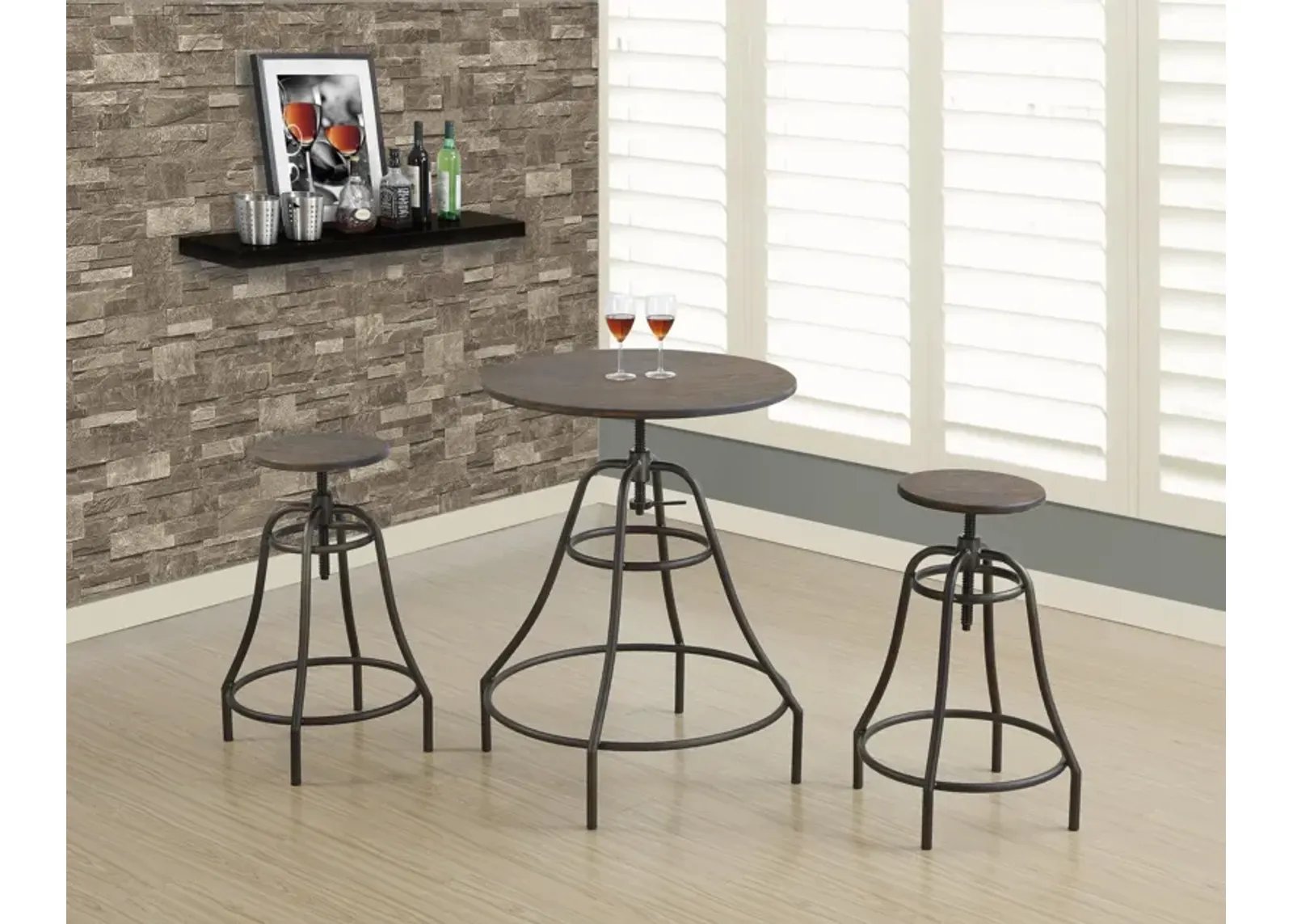 Vivien Round Pub Table and 2 Counter-Height Stools