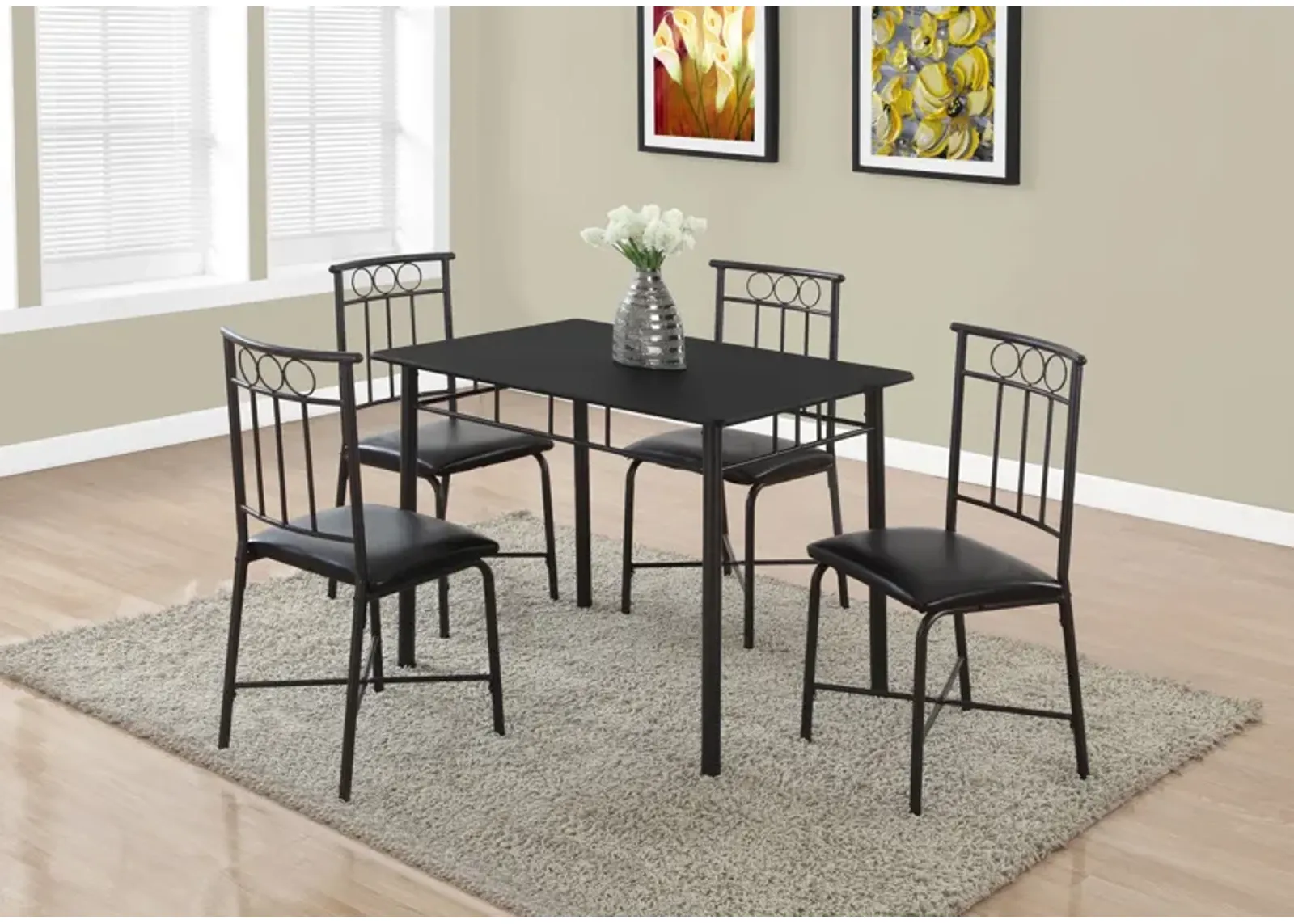 Gideon 40" Dining Table and 4 Dining Chairs - Black