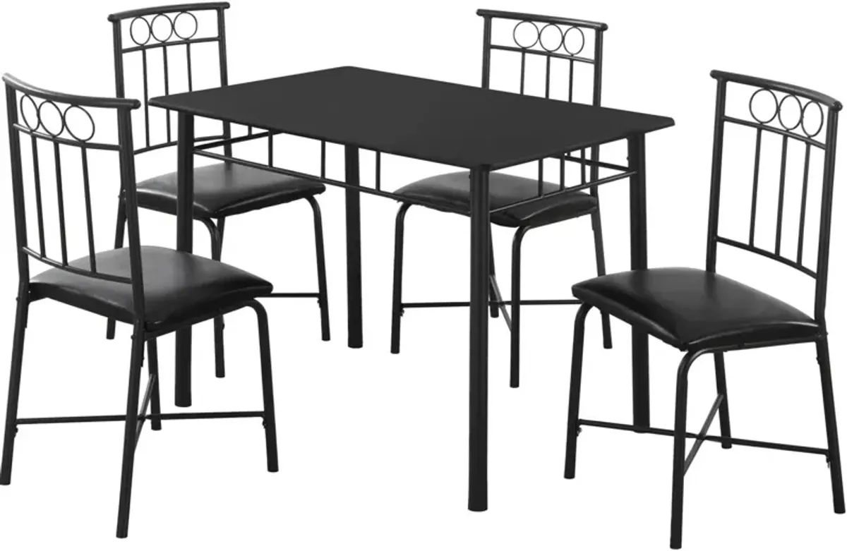 Gideon 40" Dining Table and 4 Dining Chairs - Black