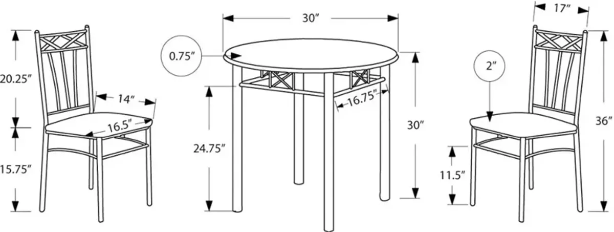 Layla Round Dining Table and 2 Dining Chairs