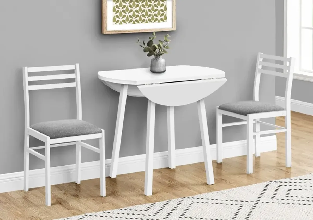 Nannie Extendable Dining Table and 2 Dining Chairs - White/Gray