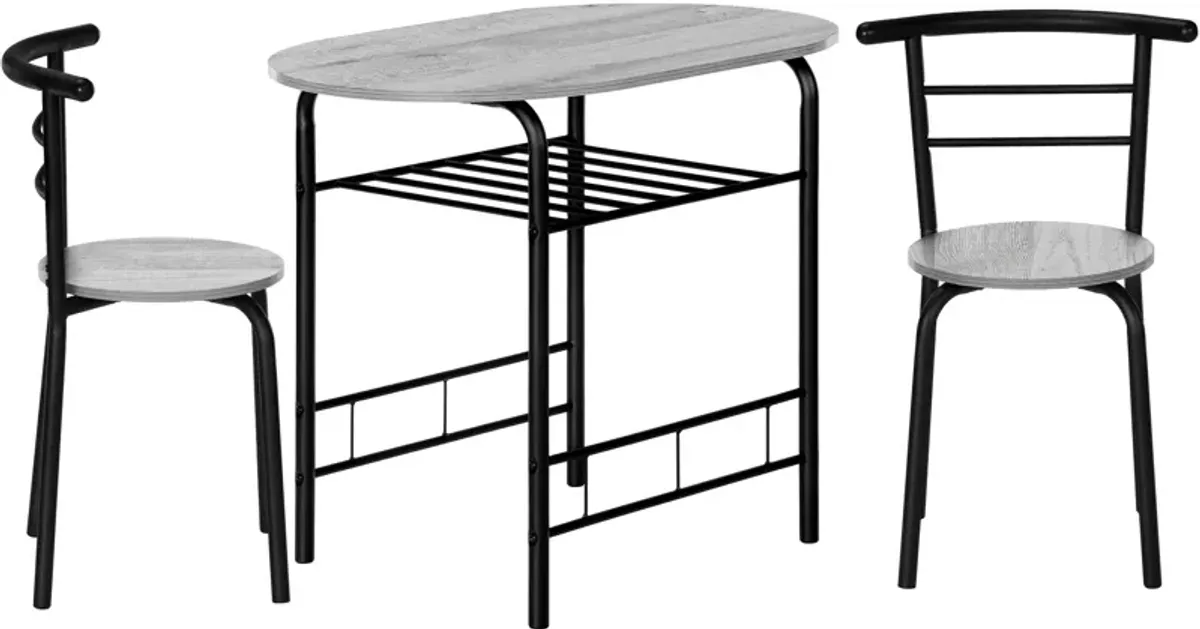 Tinley Dining Table and 2 Dining Chairs - Gray/Black