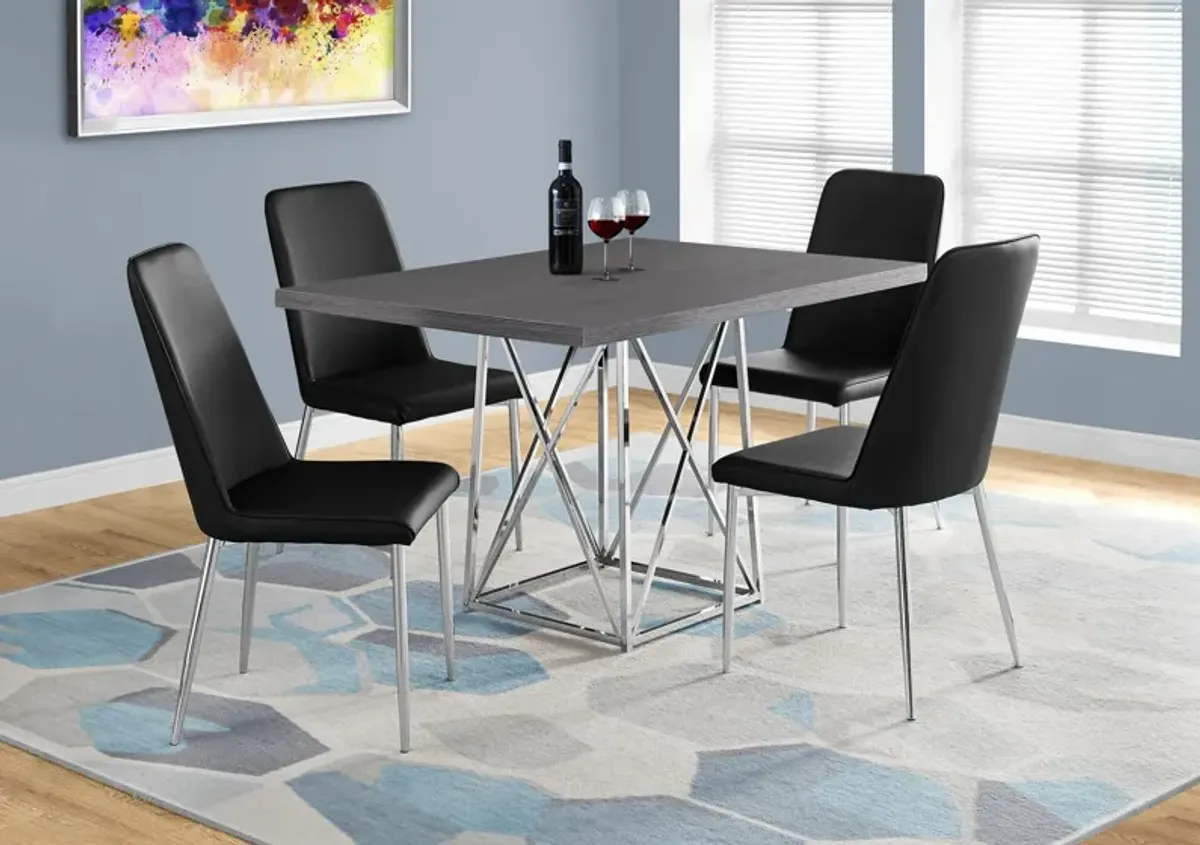 Adoette Dining Table - Dark Gray/Chrome