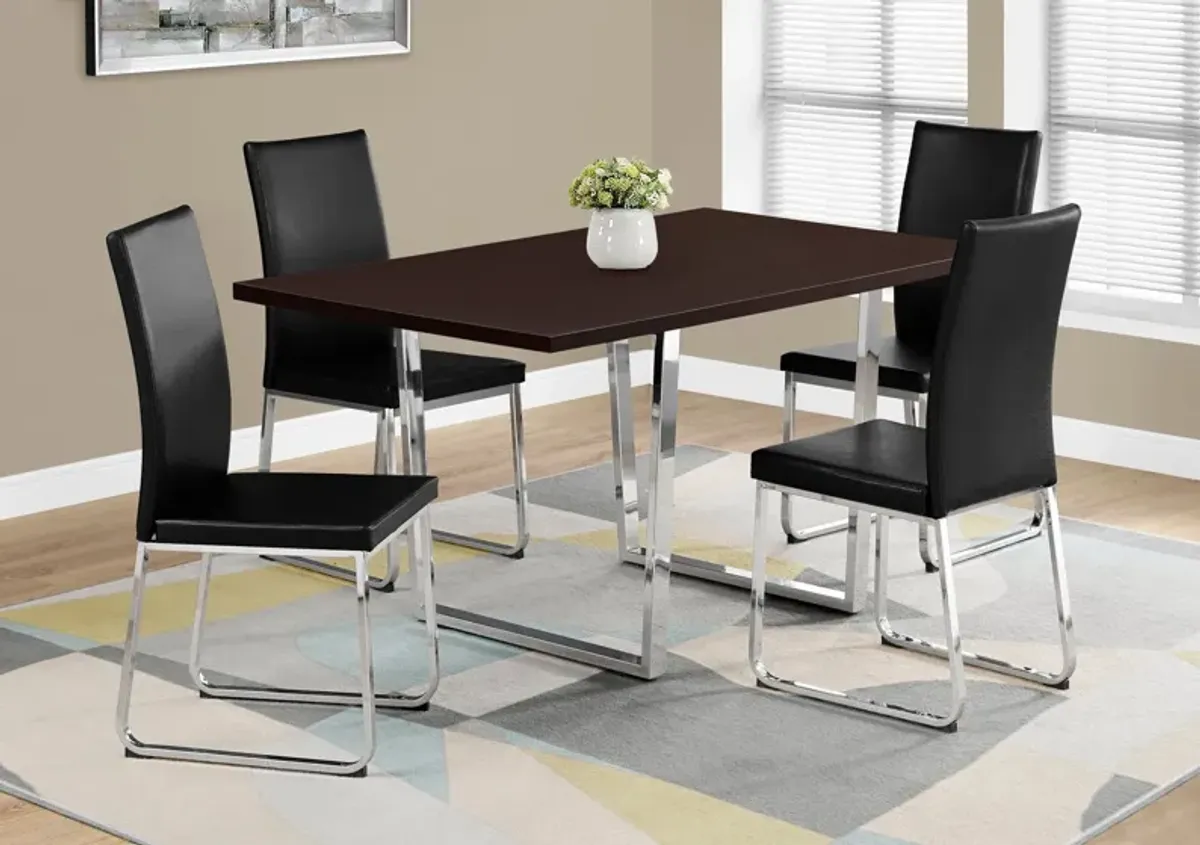 Amory Dining Table - Dark Brown/Chrome