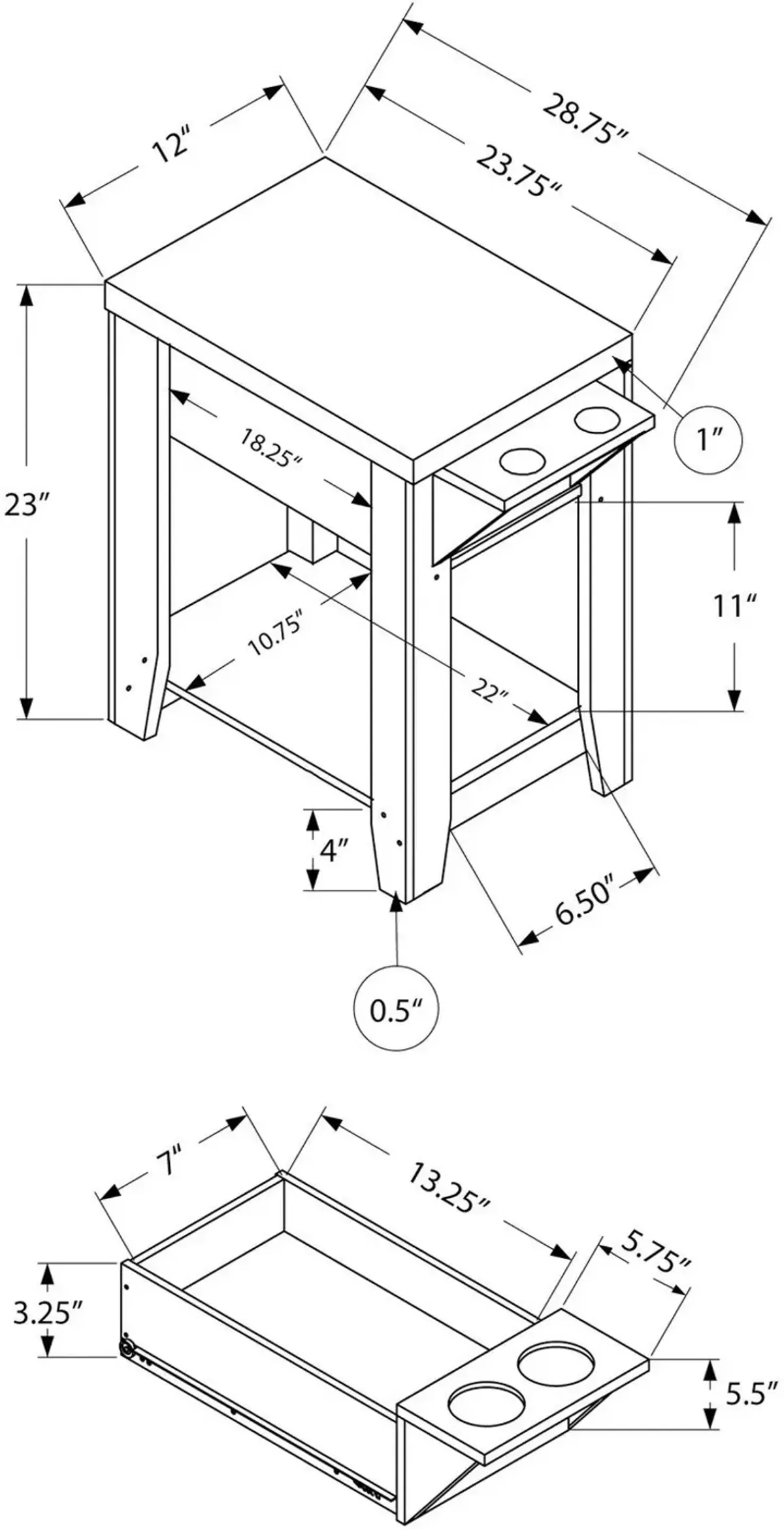 Joseph End Table - Dark Taupe