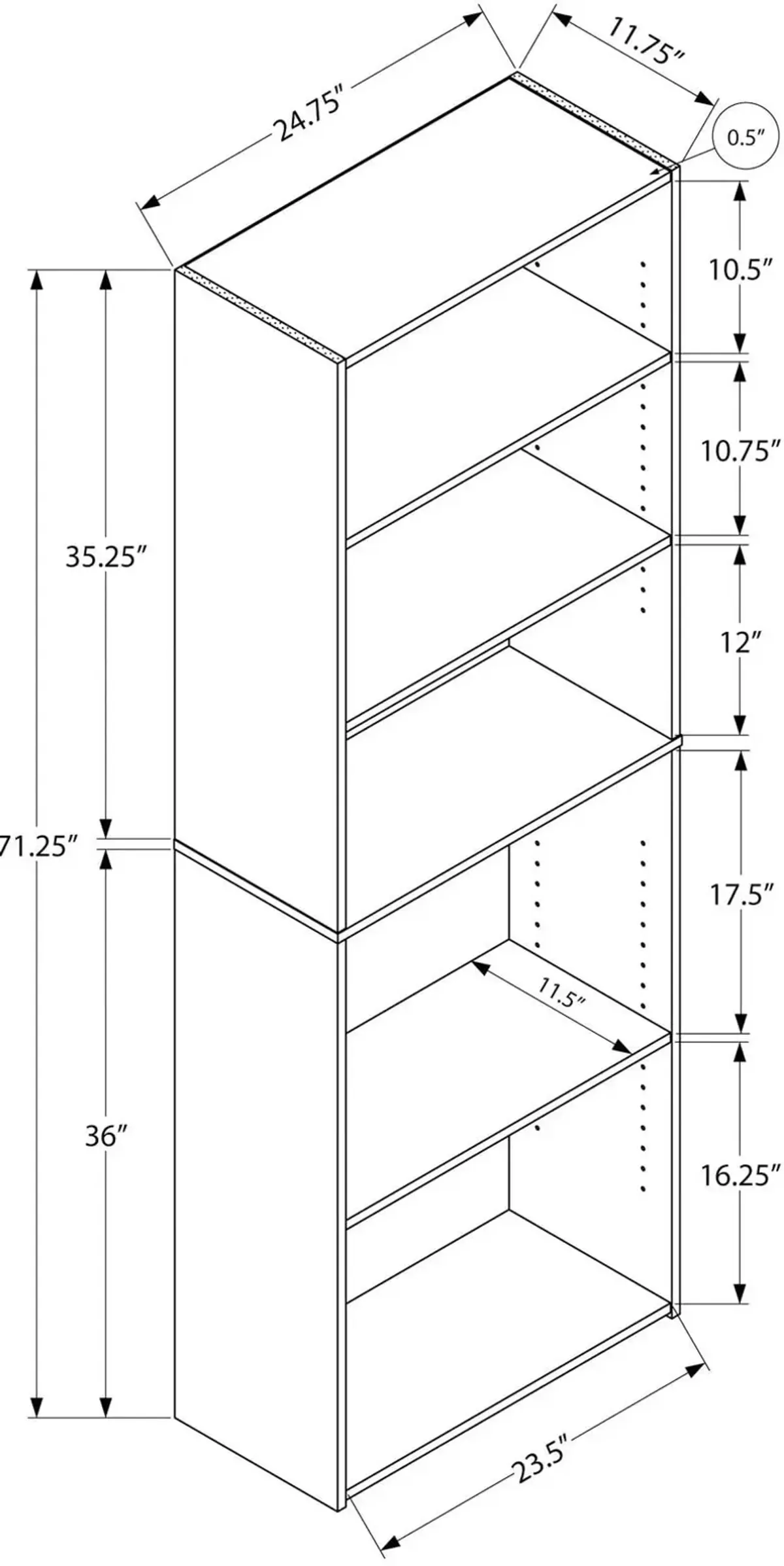 Eula 72" Bookcase - White