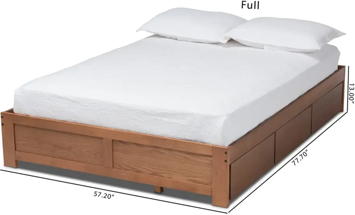 Peppa Full Platform Storage Bed - Walnut