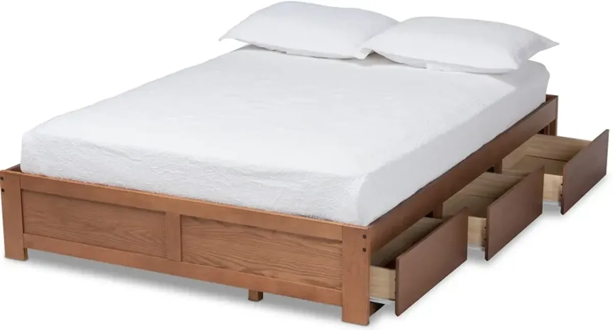 Peppa Full Platform Storage Bed - Walnut