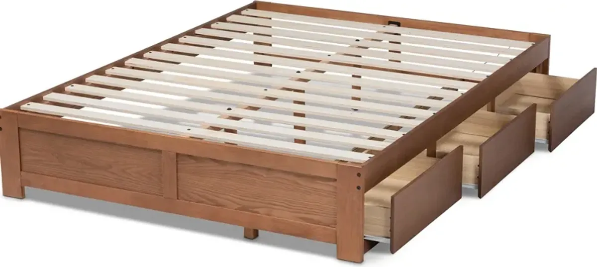 Peppa Full Platform Storage Bed - Walnut