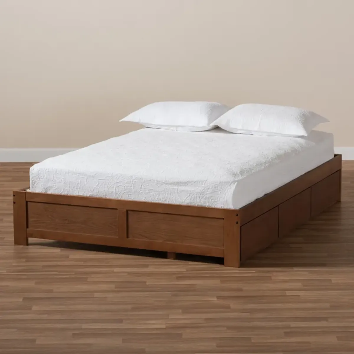 Peppa Full Platform Storage Bed - Walnut