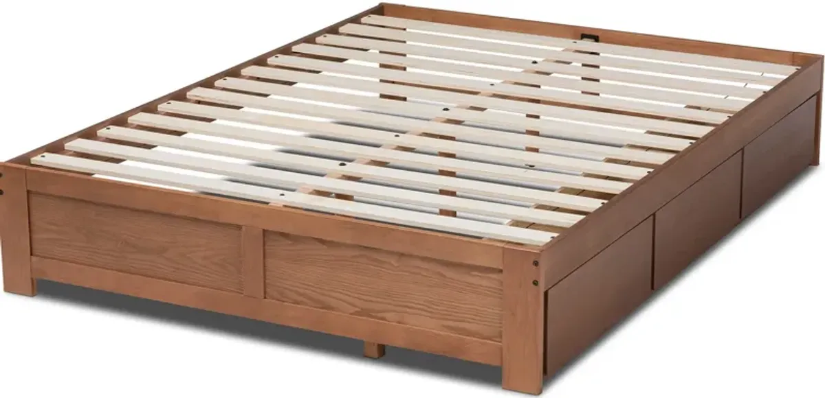 Peppa Full Platform Storage Bed - Walnut