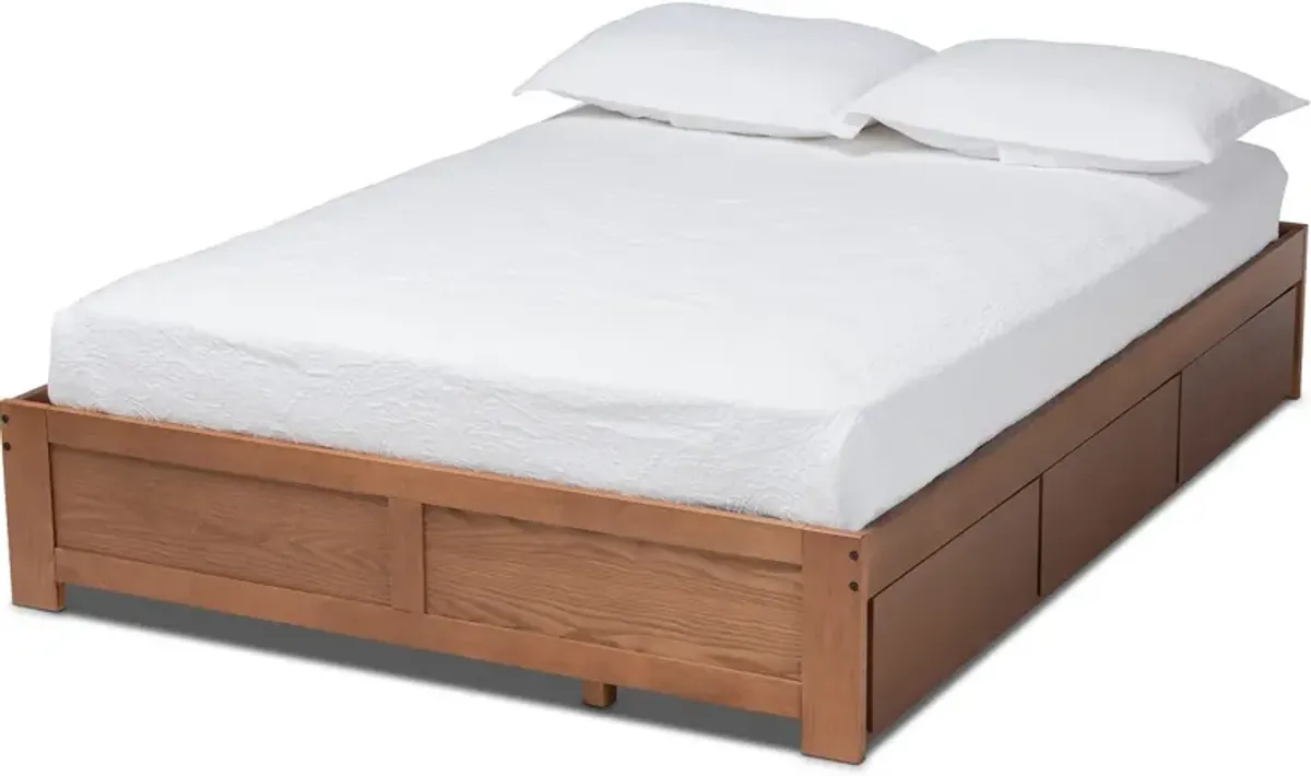 Peppa Full Platform Storage Bed - Walnut