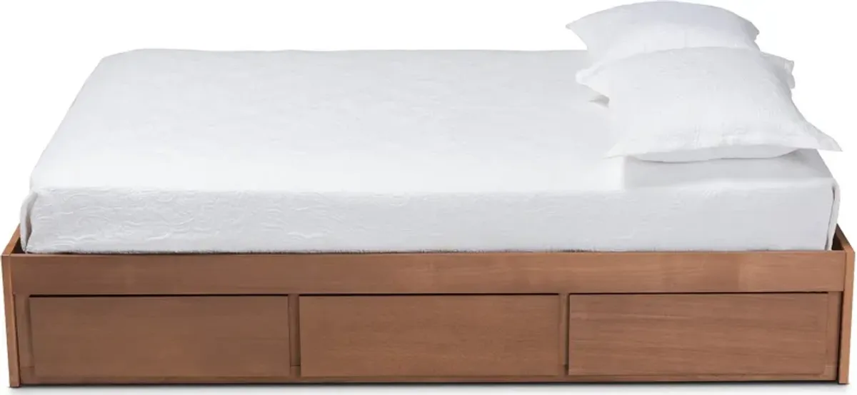 Peppa Queen Platform Storage Bed - Walnut