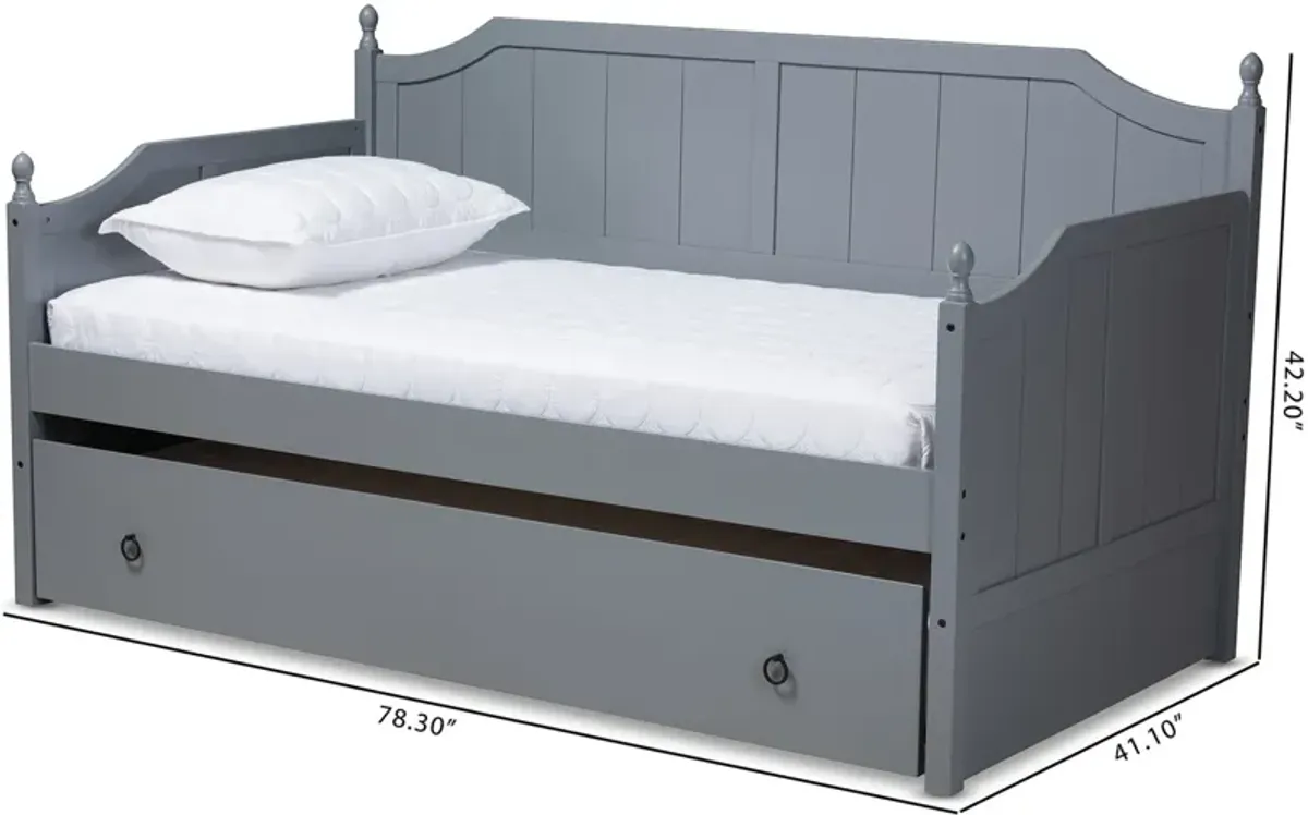 Ellamay Twin Daybed with Trundle - Gray