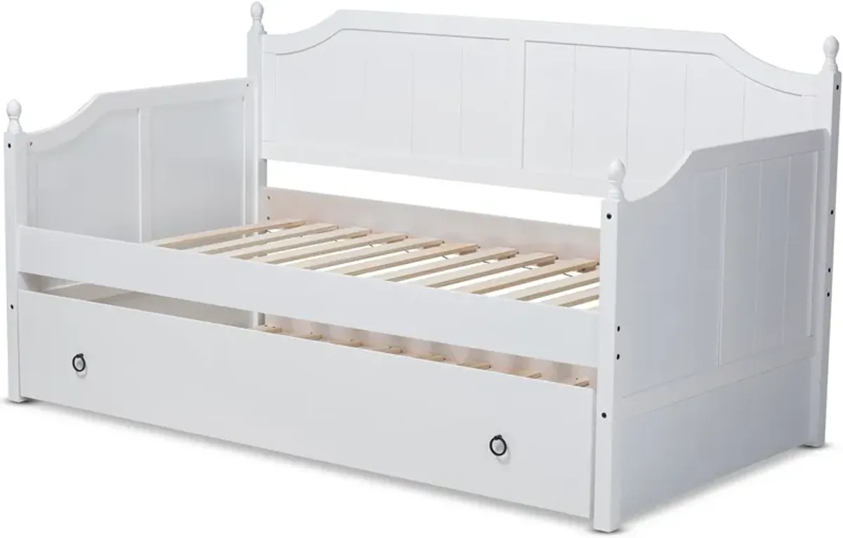 Ellamay Twin Daybed with Trundle - White