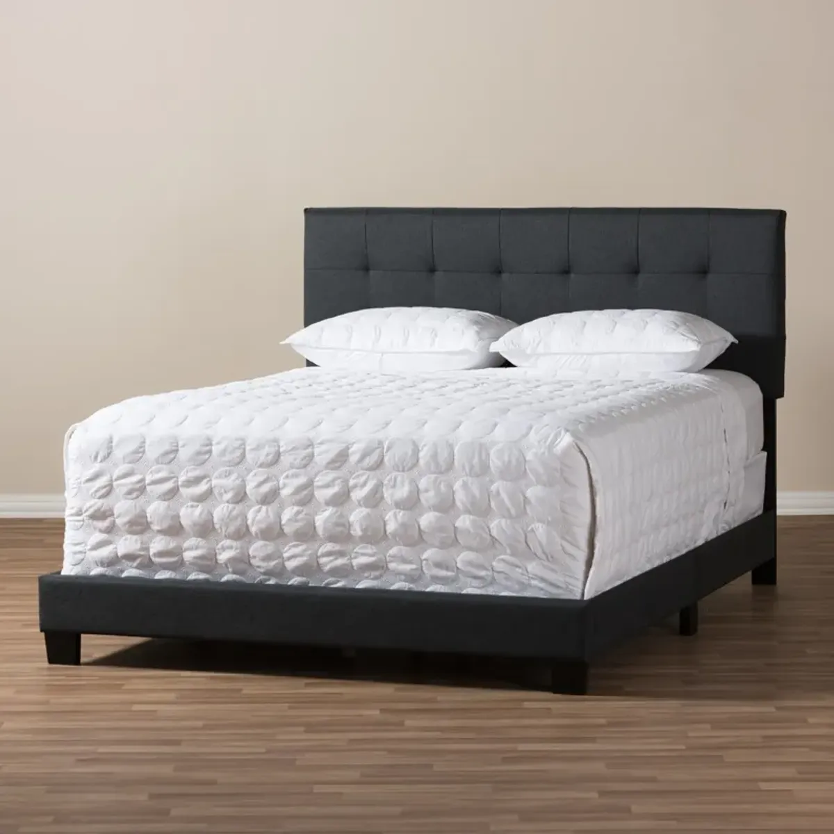 Zanab King Upholstered Bed - Dark Grey