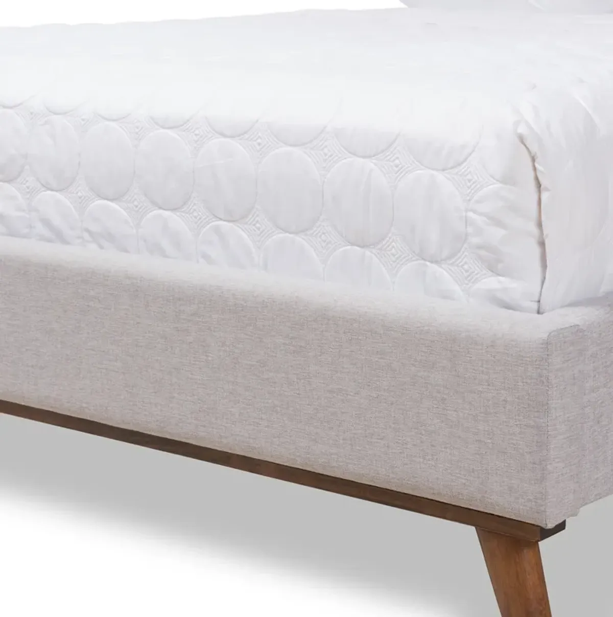 Teyah Full Upholstered Platform Bed - Greyish Beige