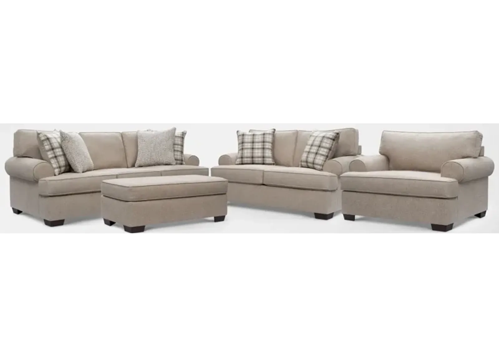 Emory Sofa, Loveseat, Chair and Ottoman - Beige