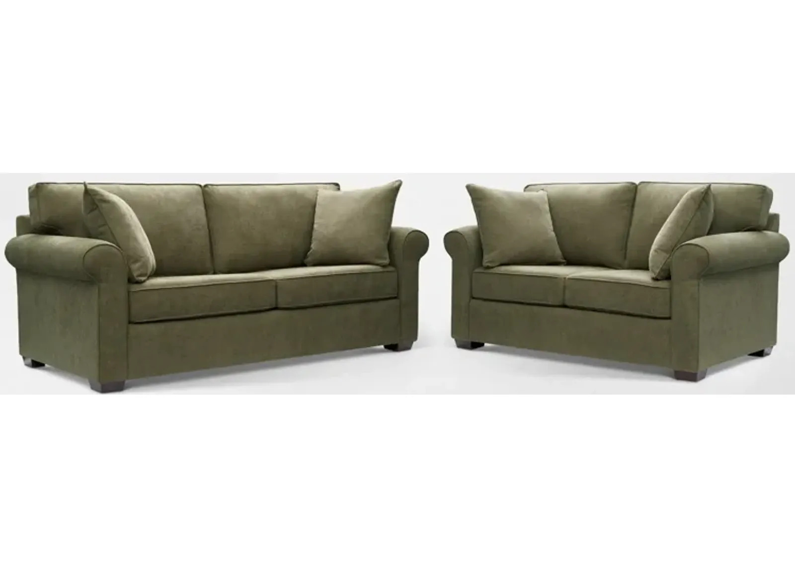 Milly Sofa and Loveseat Set - Olive