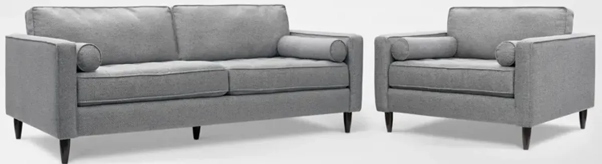 Brie Sofa and Chair and a Half Set - Gray