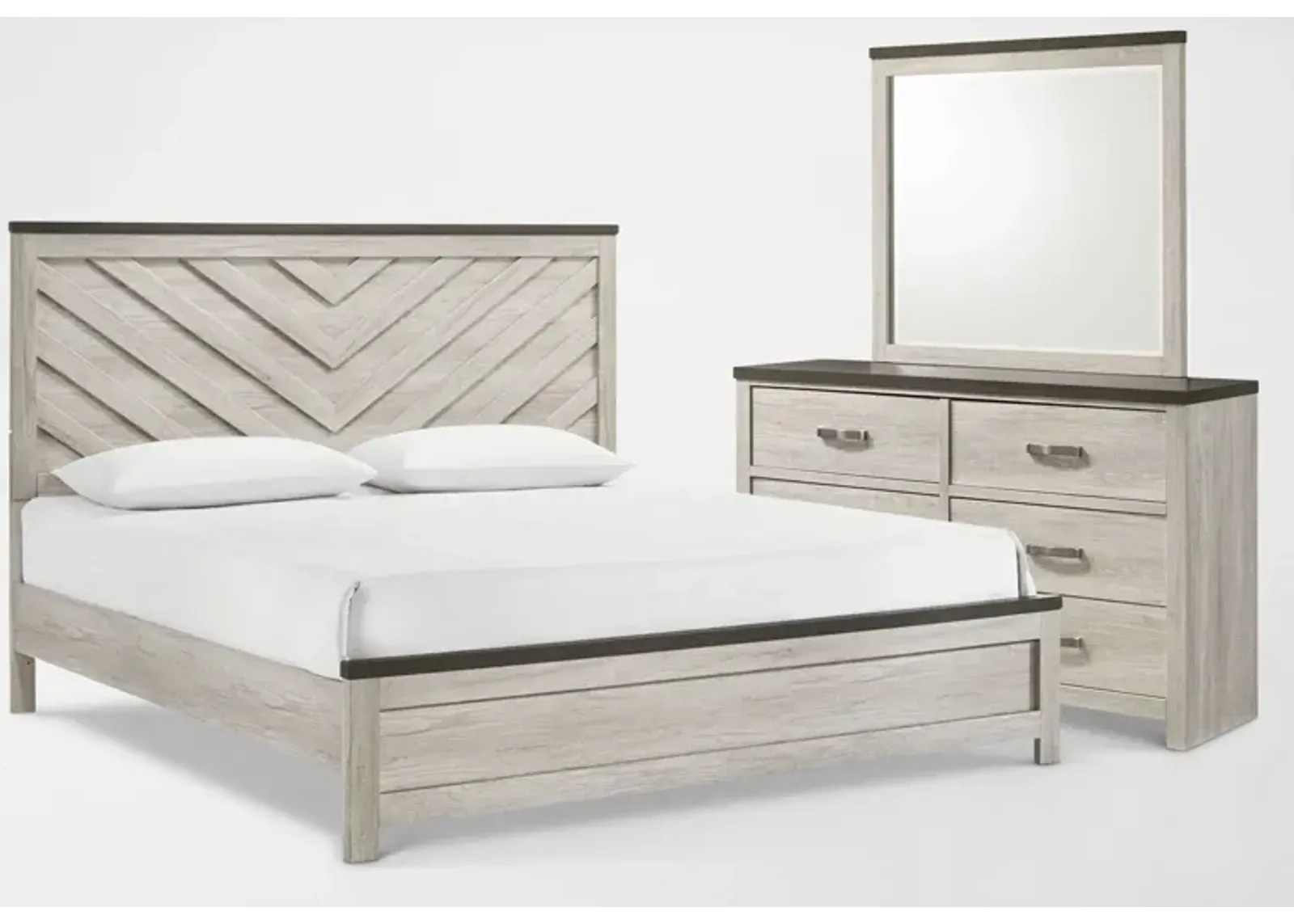 Ryland 5-Piece King Panel Bedroom Set with Dresser and Mirror