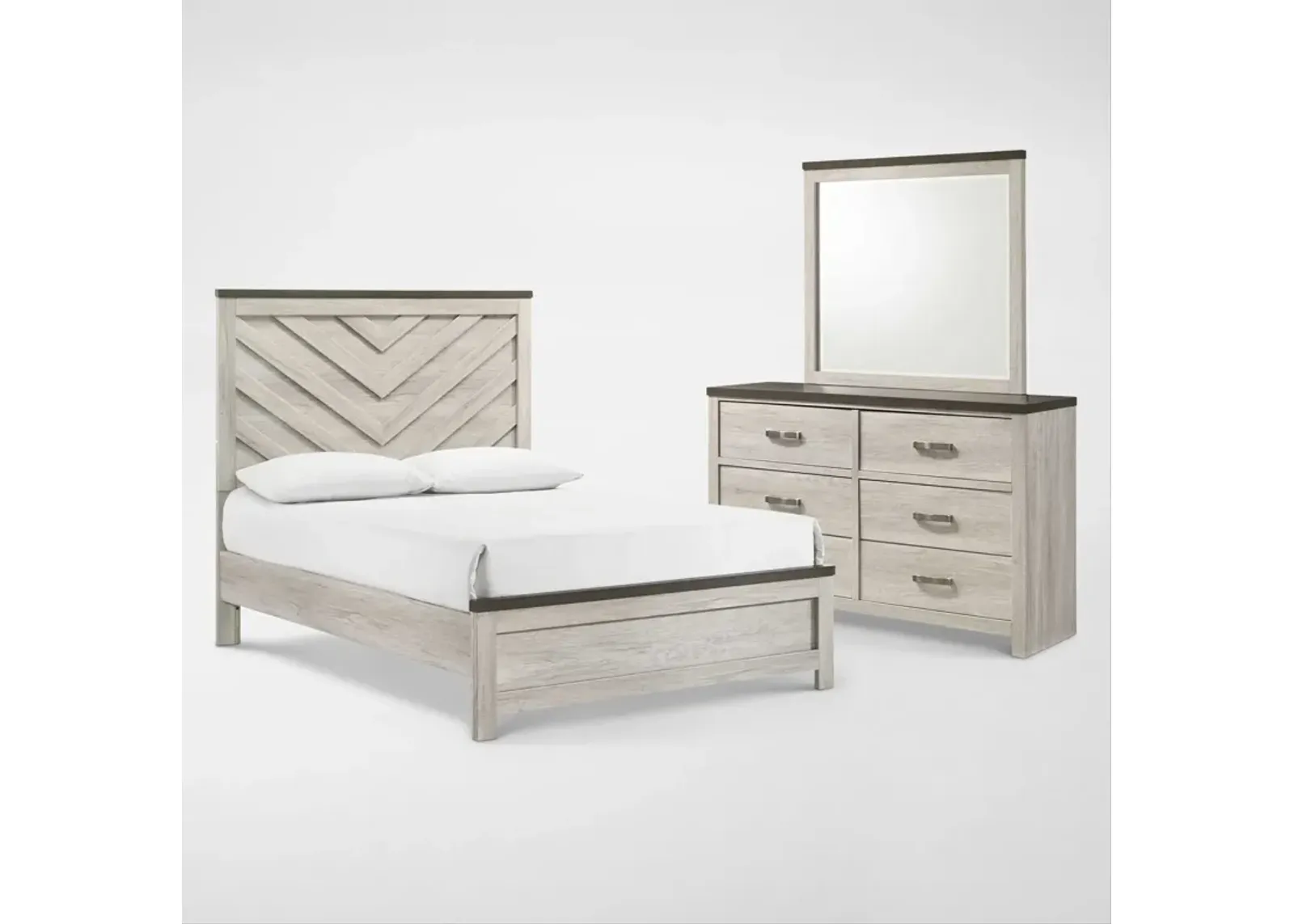 Ryland 5-Piece Full Youth Panel Bedroom Set with Dresser and Mirror