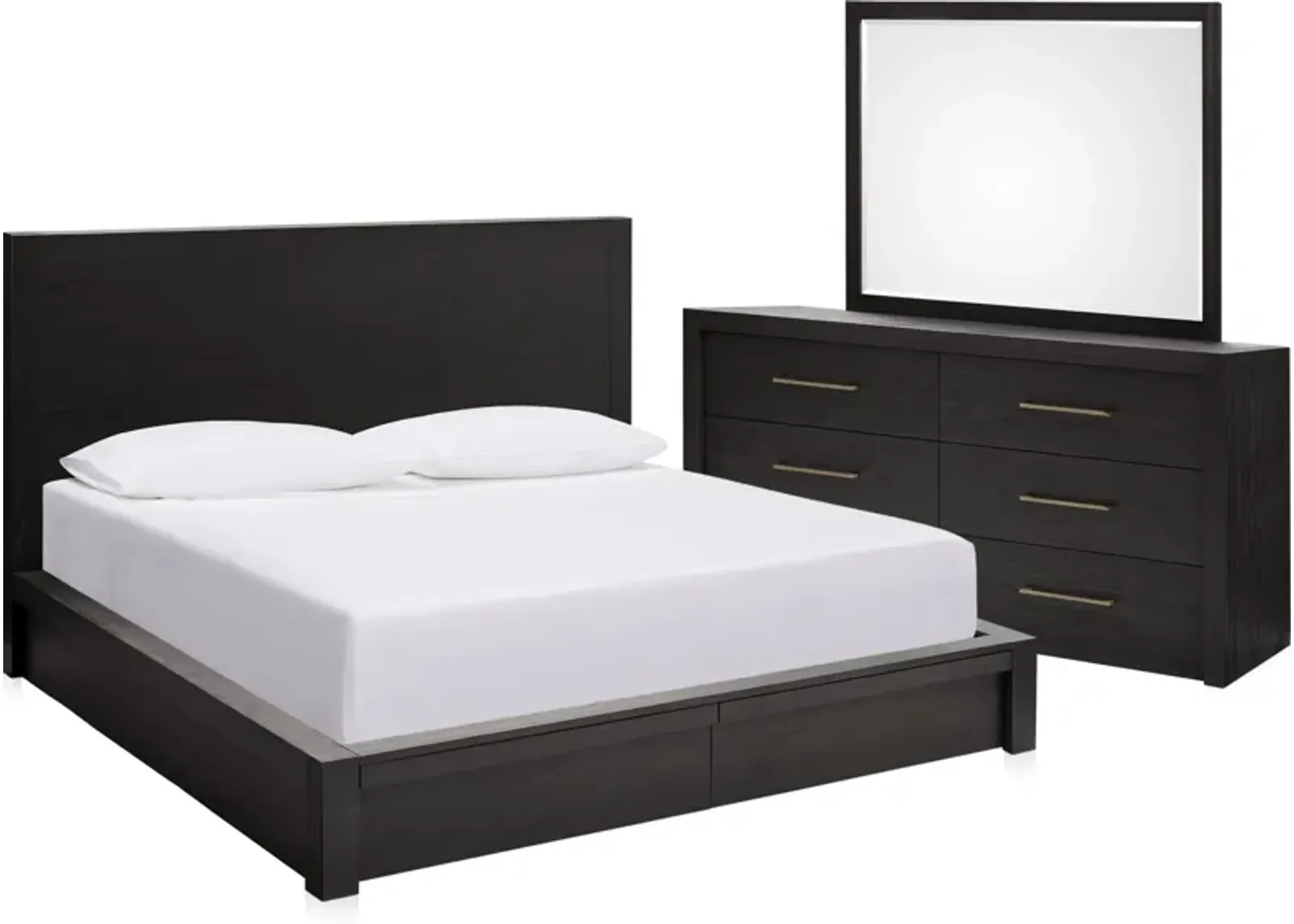 Decker 5-Piece King Storage Bedroom Set with Dresser and Mirror