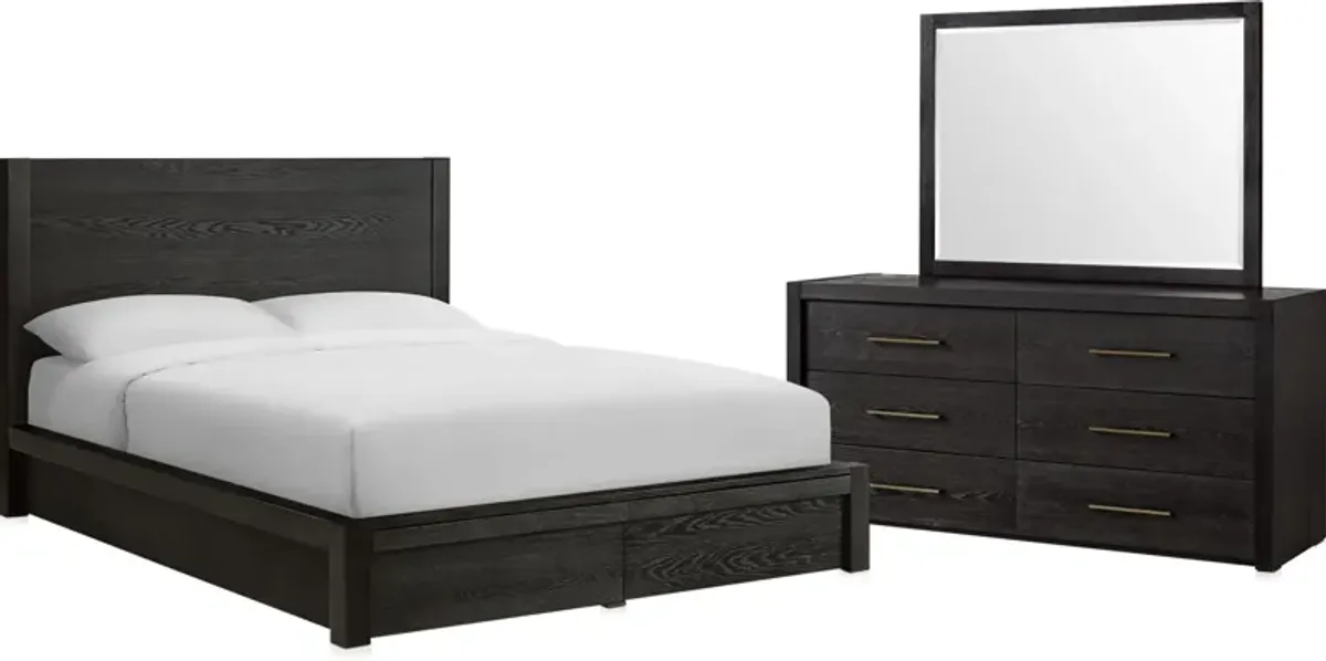 Decker 5-Piece Queen Storage Bedroom Set With Dresser and Mirror