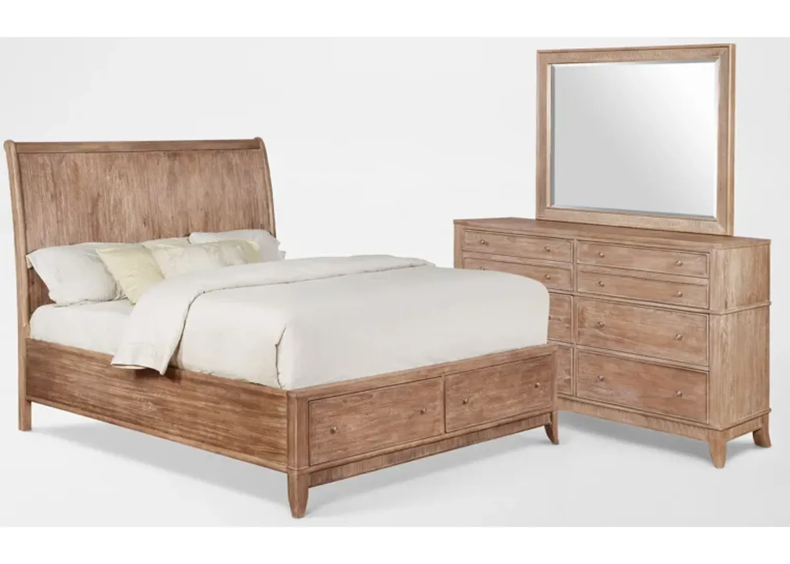 Hazel 5-Piece Queen Bedroom Set with Dresser and Mirror - Latte