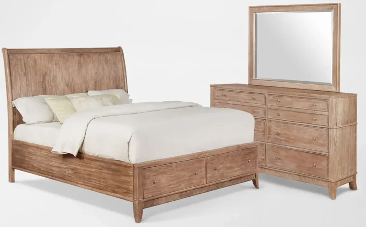 Hazel 5-Piece Queen Bedroom Set with Dresser and Mirror - Latte