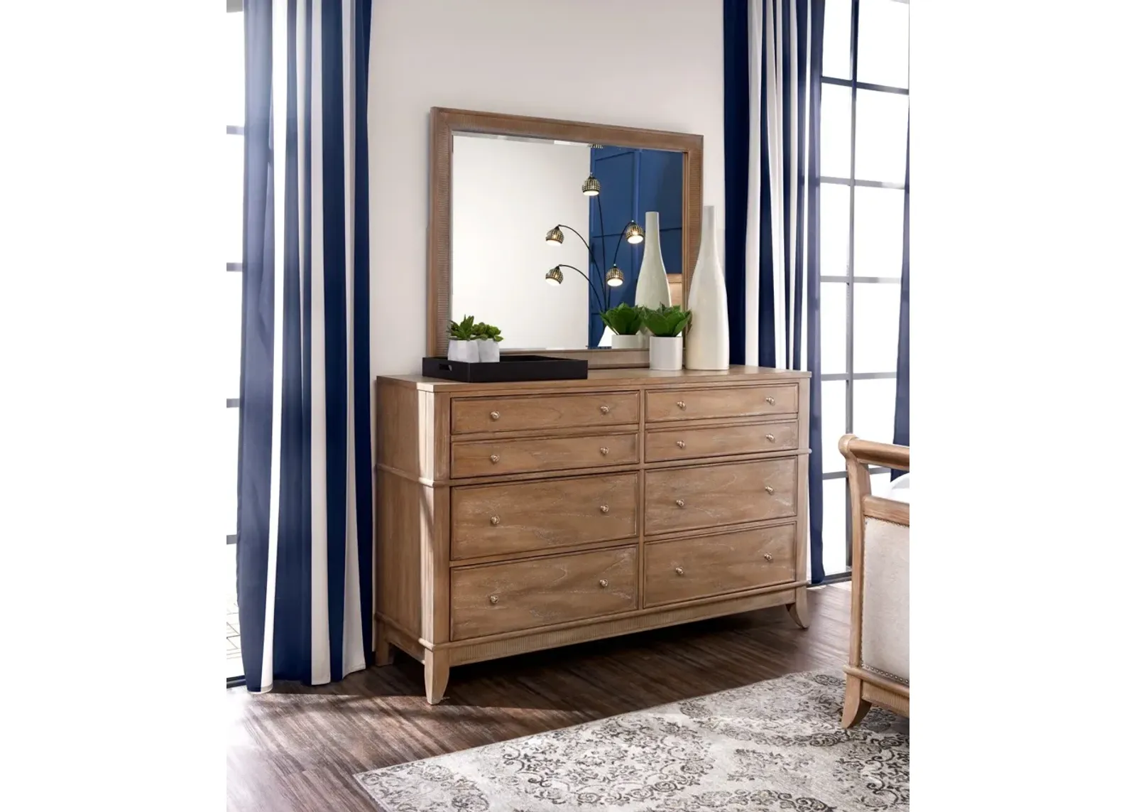 Hazel 6-Piece King Bedroom Set with 1-Drawer Nightstand, Dresser and Mirror - Latte