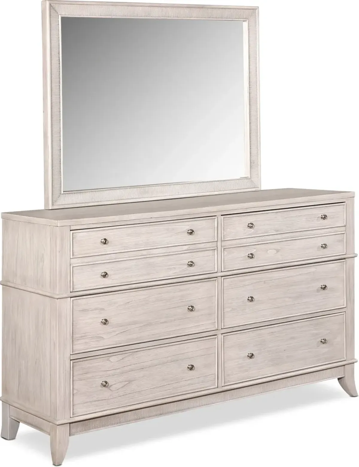 Hazel 6-Piece Queen Bedroom Set with 2-Drawer Nightstand, Dresser and Mirror - Water White