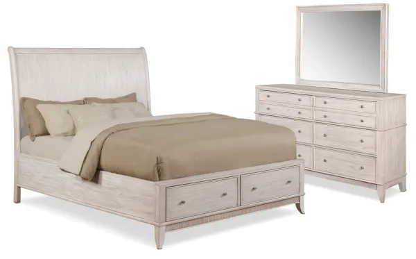 Hazel 5-Piece King Bedroom Set with Dresser and Mirror - Water White