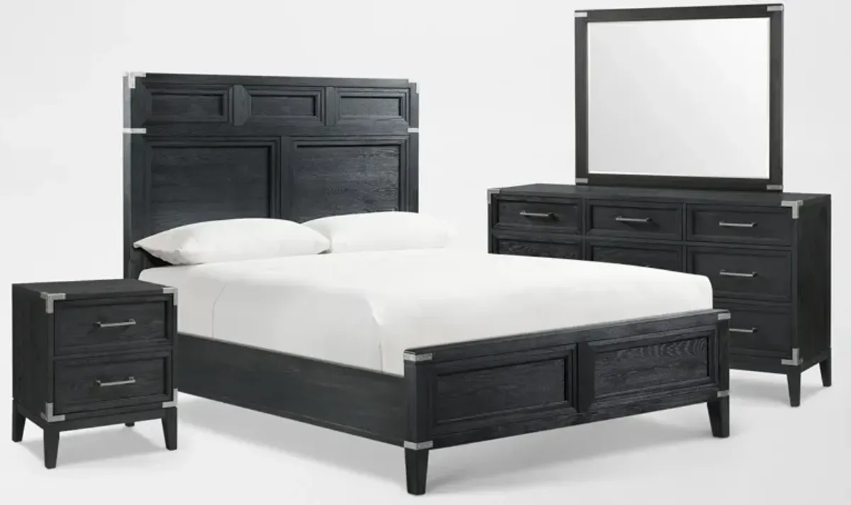 Madrid 6-Piece Queen Bedroom Set with Dresser, Mirror, and Nightstand with USB Charging