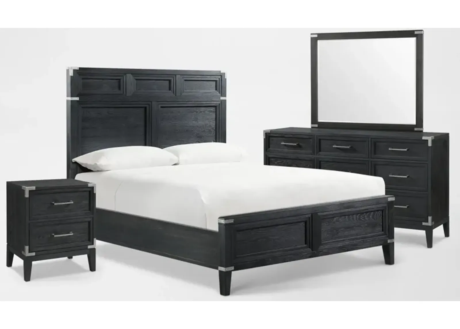 Madrid 6-Piece King Bedroom Set with Dresser, Mirror, and Nightstand with USB Charging