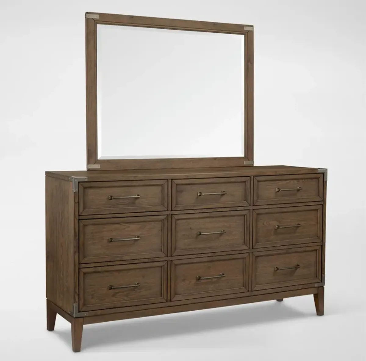 Madrid 5-Piece King Bedroom Set with Dresser and Mirror - Oak