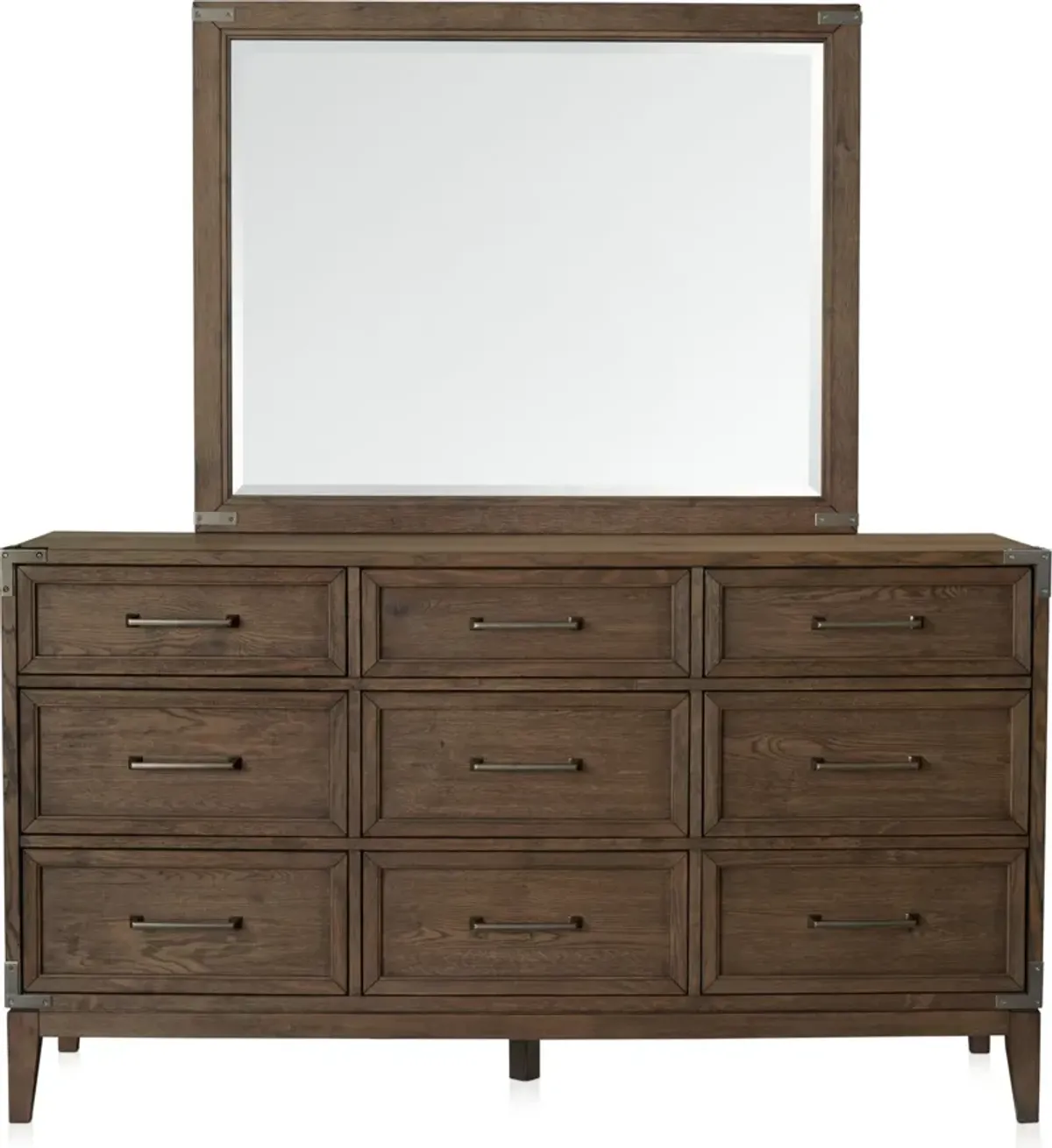 Madrid 5-Piece King Bedroom Set with Dresser and Mirror - Oak