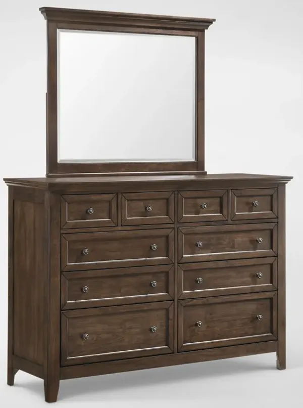 Lincoln Solid Wood Dresser and Mirror - Hickory