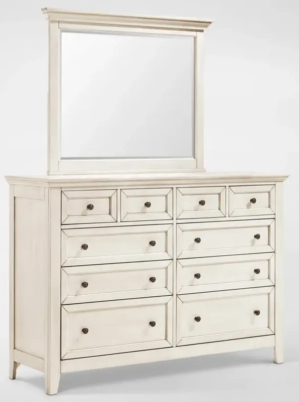 Lincoln Solid Wood Dresser and Mirror - White