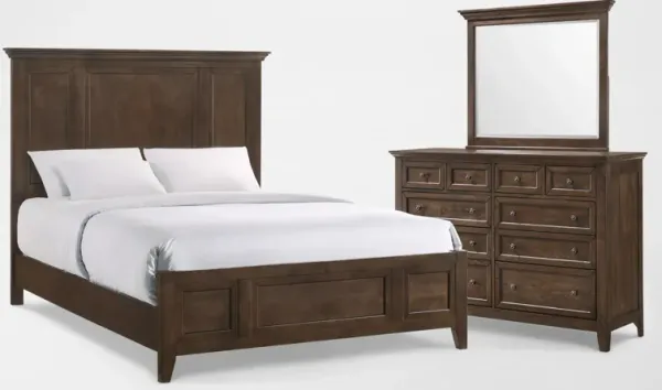 Lincoln Solid Wood 5-Piece King Bedroom Set with Dresser and Mirror - Hickory