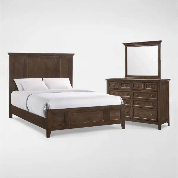 Lincoln Solid Wood 5-Piece King Bedroom Set with Dresser and Mirror - Hickory