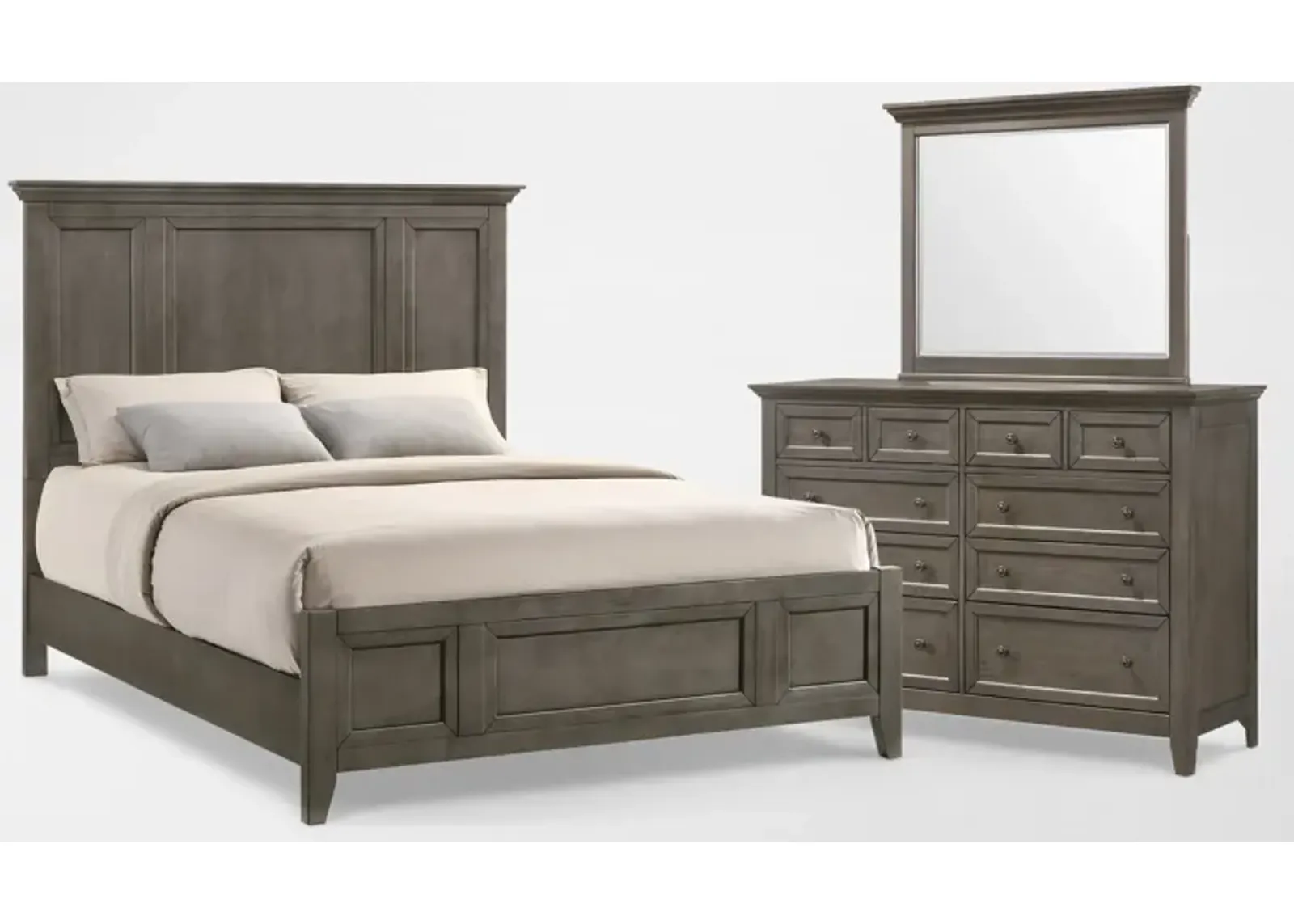 Lincoln 5-Piece King Bedroom Set with Dresser and Mirror - Gray