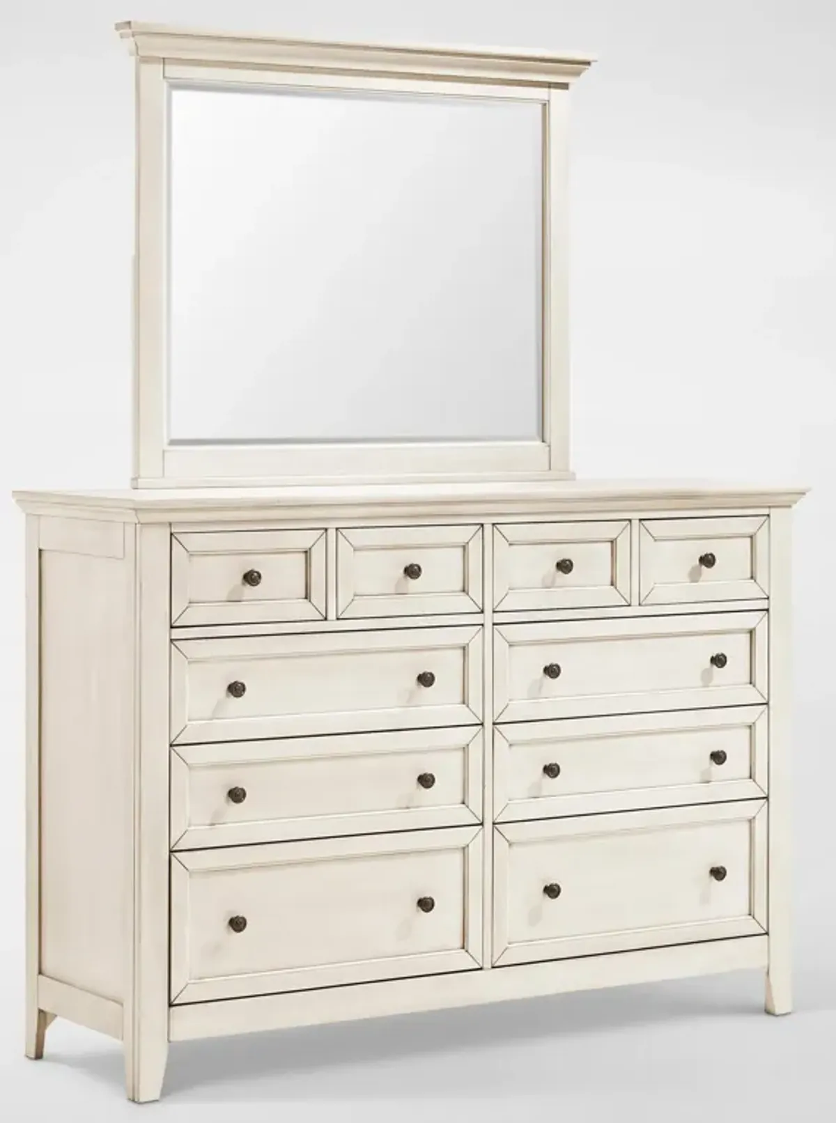 Lincoln Solid Wood 6-Piece Queen Storage Bedroom Set with Nightstand, Dresser and Mirror - White
