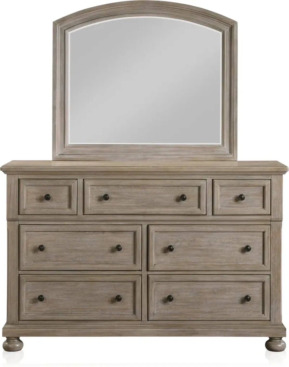 Hanover 5-Piece Storage Sleigh Queen Bedroom Set with Dresser and Mirror - Taupe