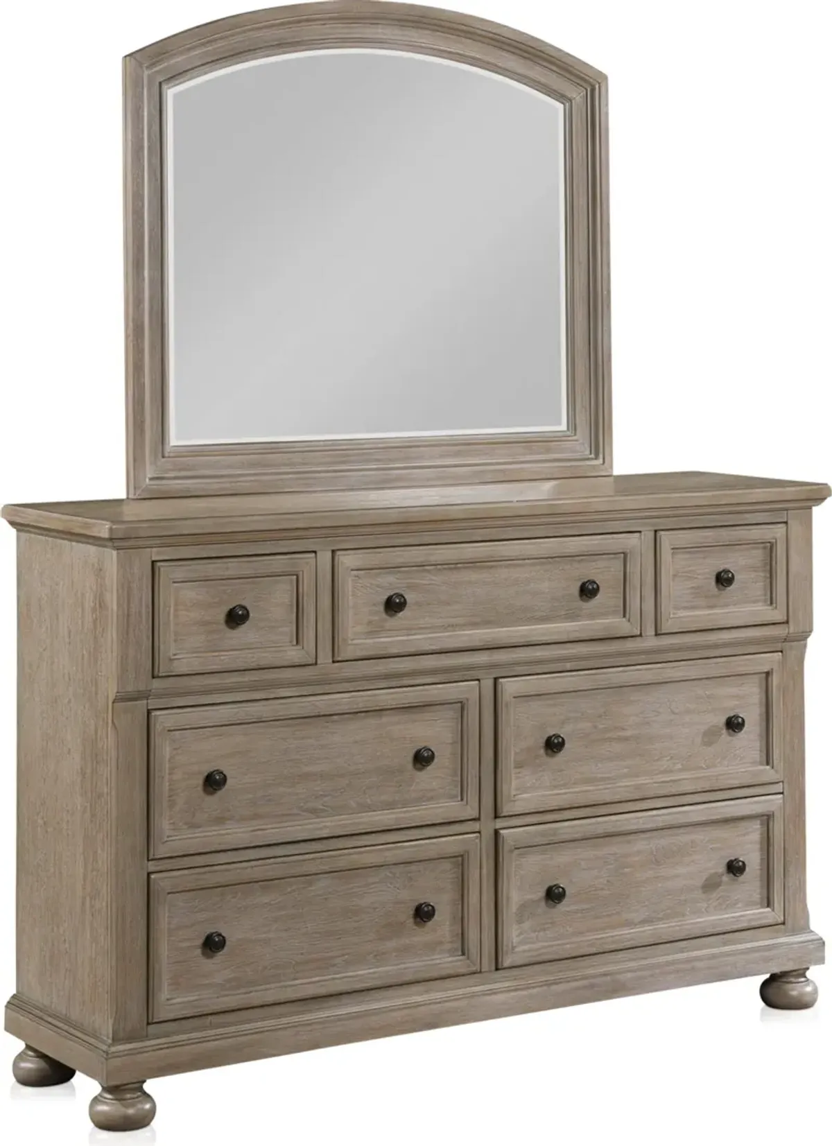 Hanover 5-Piece Storage Sleigh Queen Bedroom Set with Dresser and Mirror - Taupe